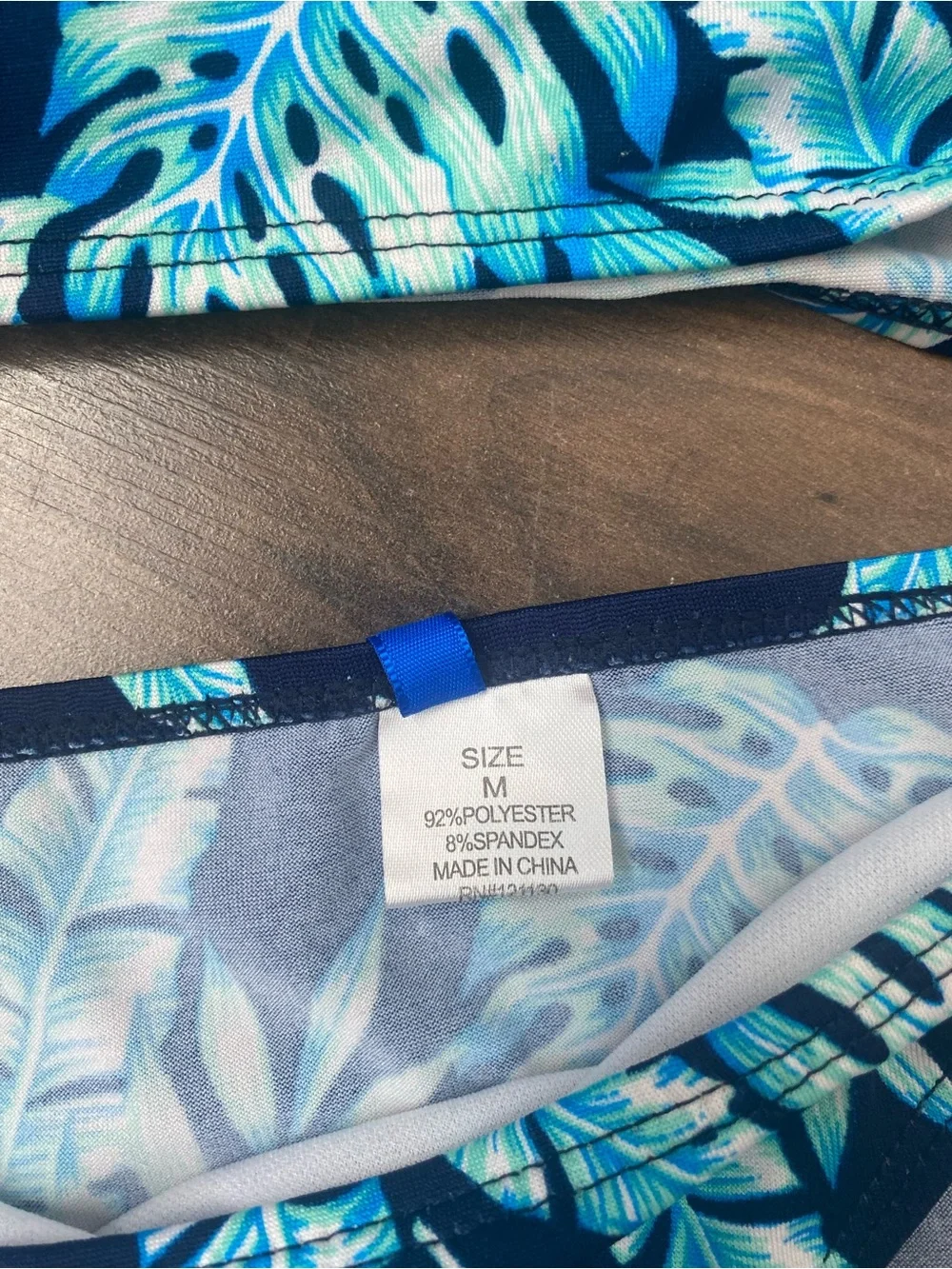 Blue Tropical Leaf Bikini Swimsuit